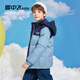 Snow Flying Children's Clothing Children's Down Jacket 2025 New Boys, Girls, Medium and Large Children's Spliced Bread Down Jacket Winter Jacket New Mist Blue 170