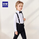 
Romon children's dress June 1st performance suit boy graduation host long sleeve trousers strap suit black 170