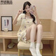Qiao mingxin piano pyjamas mit Brustpyjamas für Frauen für Sommer Kurzarm Pure Cotton Cute Home Clothing Thin Student Lose Set DWX-3927-3 [Bring deine eigene Brustpads] XL [110-130jin [Jin gleich 0,5 kg]]