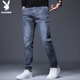 Playboy (PLAYBOY) jeans men's trendy autumn and winter casual pants men's loose business straight versatile trousers blue gray 33
