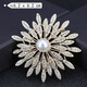 Shelly high-end pearl brooch for women, simple and fashionable round corsage, clothing fixed pin, exquisite accessories, birthday gift, gold 3407 box