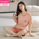 Modal pajamas for women summer pure cotton shorts shorts thin sweet and cute solid color casual cotton women's home clothing set 9855 M