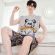 Junjun Suidi Mei Pijamas para hombres Chaleco de verano modal Seda de hielo Conjunto de ropa para el hogar de dibujos animados para hombres adolescentes y estudiantes Modal-Z838 Wukong XL (Altura 170-175 125-145 Jin Jin equivale a 0,5 kg)