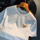 
JEANSWEST White T-shirt Men's Summer 2025 New Trendy Printed T-shirt American Light Luxury Xinjiang Cotton Comfort Short Sleeve T-shirt White [JSW9906 White] XL Recommended weight 124-140Jin [Jin equals 0.5 kg] Wear