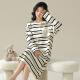 Victoria's Style 2024 New Nightgown for Women's Spring y Autumn Pure Cotton Feelting Pajamas se puede usar en el exterior, ropa de casa a rayas W9764 camisón de manga larga l 90-110Jin [Jin equivale a 0.5 kg]
