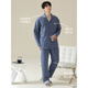 Hengyuanxiang pure cotton pajamas men's spring and autumn long-sleeved cotton home clothes can be worn outside casual breathable thin set 16873 L [110-130Jin [Jin equals 0.5 kg]]