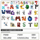 Letter Strange Letter Legend Building Blocks Toys Pinyin 26 letters Small Particle Number Square Children's Building Blocks Complete Set of 26 letters Total Combination-931pcs