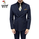 Woodpecker (TUCANO) double-breasted suit for men, casual and versatile business formal work clothes, trendy slim wedding suit, dark gray XL (suitable for 126-140 Jin Jin equals 0.5 kg)