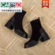 CARTELO genuine leather high-heeled boots for women 2025 autumn and winter new Korean style small ankle boots this year's popular small fragrant style thick heel short boots black upgraded version 36