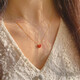 Bhiodha zirconium washable high quality 14k gold small red heart necklace clavicle chain peach heart red 18K gold 18K gold