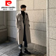 Pierre Cardin International Brand Spring and Autumn coreano y británico Windbreaker Jacket Fashion Men's Modion. Cubra larga tendencia de un solo pecho algodón negro m