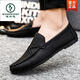 Pecker Chaussures de haricots pour hommes Version coréenne du travail Business Work Chaussures en cuir décontractées et polyvalent non glissant les chaussures pour hommes en une étape 2025 printemps D826 Modèle amélioré noir 41 Small