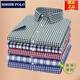 Meister Polo Paul Offizielle Marke kurzärärmiges Hemd Männer lässige Sommer-Sommer-Herren reines Baumwollfreies Bügelhemd F983 Grün und Weiß kleiner Plaid 38