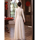 Maxbeth champagne color bridal toast dress 2025 new autumn Chinese style engagement cheongsam evening dress evening dress host champagne color L