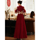 Ai Feilin new Chinese toasting dress cheongsam 2025 new burgundy Xiuhe dress bride wedding long-sleeved high waist slimming belly covering light Xiuhe dress 80 M