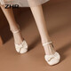 
ZHR single sandals for women with summer bow temperament thick heels for women sweet and simple commuting shoes for women Y692 beige 36