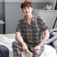 Langsha (Langsha) reines Baumwollpyjama für Männer im Frühling und Sommer kurzärmelige Hose in Sommer-Size-Strickjacken für Home-Kleidung zweiteiliger Set Thin Style 691 M Trage 90-100 Jin [Jin gleich 0,5 kg]