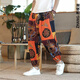 World Model Fashion Chinese Style Men's Pants Loose Wide Legs Blossoms Ancient Style Dragon Pattern Print Thin Ice Silk Casual Harem Pants C321-Picture Color 3XL