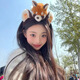Danqin cute little raccoon plush headband for women, face wash, makeup headband, facial mask, special hairpin hair accessories, autumn and winter little raccoon plush headband