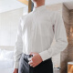 
Conch (CONCH) new Chinese white shirt men pure cotton shirt 100 pure cotton Chinese style stand collar business formal groom dress 1049 white plain tattoo_button collar_bag 43