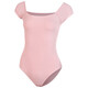 Sansha ballet clothing for women, dance practice clothing, high elastic short-sleeved one-piece collar, pink L