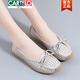 Cartelo echtes Leder -Frauen -Lederschuhe weiche Leder weiche Sohle Mutterschuhe Rindfleisch Sehnen Sohle alte Peking -Stoff Schuhe Frauen Sommer Hollow Casual Shoes 688 Grau (flach) 37