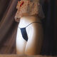 FMSERUIOS yoga pants for women, Bao Xian, ultra-thin underwear, convex camel toe bow, bikini briefs, white
