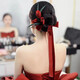 Haiyiduo Velvet Flower Bride Suit Bud Temperamento simple Vestido de novia Accesorios para el cabello Rojo Ropa Tosta Tatal Tatal de la nueces Velvet de terciopelo Flor roja [Diadema + cuatro 8 flores]