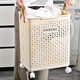 Ou Runzhe Mobile Folding Dirty Clothes Basket Large Bathroom Dirty Clothes Storage Basket Laundry Organizing Storage Basket Large Cream Yellow