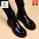 Specht Frühlings- und Herbstlederstiefel echtes Leder für Herren Leder Britisch Stil Schwarz mittelgroßen Martin Boots Innerer Erhöhung Cover Schuhe atmungsaktive High-Top-Herrenschuhe Schwarze innere Erhöhung (Baumwolle) 41