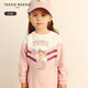 Teenie Weenie Kids bear children's clothing autumn style baby girl color block printed casual dress pink 100 cm