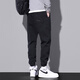 Woodpecker casual pants men loose ties summer new style Harun trendy workwear versatile sports pants men 9859 black + 9859 gray M