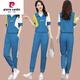 皮尔卡丹（pierre cardin）冰丝休闲时尚套装女2024年夏季新款宽松洋气跑步运动服短袖两件装 (684)黑色 3XL(建议139-150斤)( )