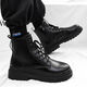 Xier Martin Boots Männer Neue High-Top British Style-Arbeitsstiefel Trendy Retro Lederstiefel dicke Motorradstiefel Männer schwarz 43