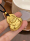 Micro-gifted water shell gold-wrapped silver-belly Maitreya Buddha men's and women's Tathagata Buddha solid safety pendant pendant pendant jewelry 12 grams about 1 gram gold