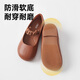 Papa crawl autumn new children's small leather shoes girls glossy round toe waterproof non-slip soft bottom breathable brown size 26