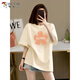 Woodpecker Korean version fat mm apricot pure cotton short-sleeved T-shirt for women 2025 new summer large-size slimming shoulder half-sleeved top trendy 1047# Navy blue [pure cotton] S [suggested 80-100Jin [Jin equals 0.5 kg]]