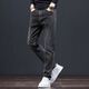 Cotton jeans for men straight slim fit 2025 new fashion brand autumn and winter plus velvet high-end men's casual long trousers spring and autumn 826 black regular 32