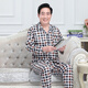 琉善中老年睡衣男长袖春秋夏季家居服爸爸老人开衫套装加肥大码可外穿 829蓝 2XL 【适合130-145斤】