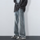 MAYBEYOND Jeans Men Summer Loose Casual Straight Pants Trendy American Pants Men MA73 Retro Blue 2XL