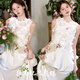 SI Ruilin Couple de voyage Studio Photo Nouveau coréen Fresh Couple Portrait Simple Wedding Photo Lawn Couple Travel Photo Robe blanche Taille égale