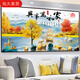 客厅装饰画自粘贴画沙发背景墙3D立体山水画墙贴墙纸挂画壁画贴纸 麋鹿山水-TH-1381 自带背胶1号宽60厘米*高30厘米