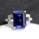 High quality tanzanite sapphire rectangular tanzanite ring for women, white gold (main stone 10X14mm) live