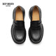 
DEEP BREATH Deep Breath Women's Shoes Cowhide Simple XL Thick Sole One-Step Loafer Women's Shoes AX13116 Black 38