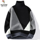 Specht (Tucano) Rollkragenpullover-Pullover für Männer im Herbst und Winter plus samtiger Dicker-Basis-Strick-Pullover Trendy Brandkontrastierende Farbe Lazy Style warmer Sweater 10719-WE6227R GRAUS PLUS STER SELT S 165/80A (ca. 90-110Jin [Jin Equals 0,5 kg]