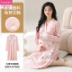 Modal with breast pad confinement clothes for women pajamas maternity clothes long-sleeved nightgown cotton prenatal belly covering home clothes A13062 M [80-100Jin [Jin equals 0.5 kg]]