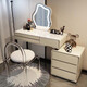 Dressing table bedroom integrated cabinet small apartment dressing table drawer cabinet solid wood slate dressing table storage makeup cabinet white 80cm table + cabinet + cloud mirror + petal chair solid wood three drawer cabinet slate countertop