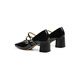 Rote Drachenfly High Heel Red Mary Jane Schuhe 2025 Neue dicke Ferse Frauenschuhe Hochzeitsschuhe französische Temperament kleine Lederschuhe WTB15281 Black 36