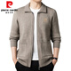 Pier Cardin High-End-Herbst und Winter neuer Strickjacke verdickte warme bestickte Pulloverjacke Strickjacke Strickjagd Herrenfaden Camel 175