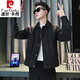 Pierre Cardin (pierre cardin) design stitching jacket men's spring and autumn handsome lapel jacket 2025 new men's autumn short top brown L recommended 115-130 Jin Jin equals 0.5 kg